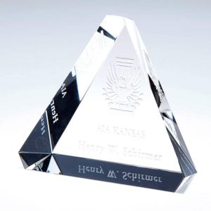 Beveled Triangle crystal paperweight