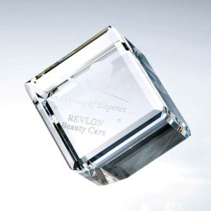Beveled Diamond Cube crystal paperweight