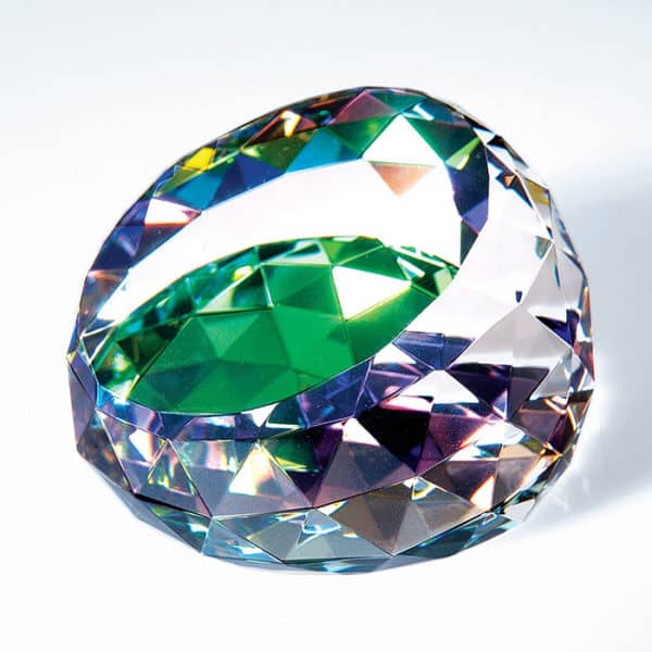 Crystal Color Coated Gem-Cut Round paperweight