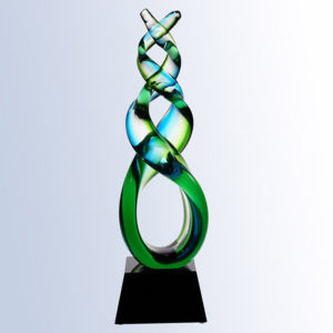 Green Double Helix art glass award