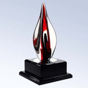Red Contemporary Award with black wood base