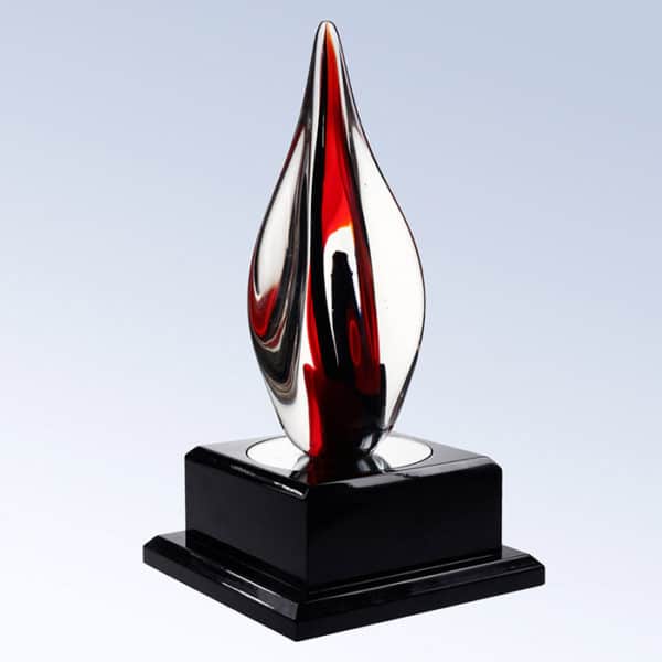 Red Contemporary Award with black wood base
